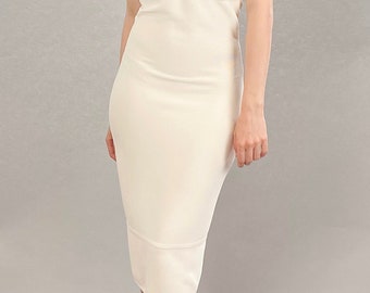 Hervé Léger White  Midi Dress