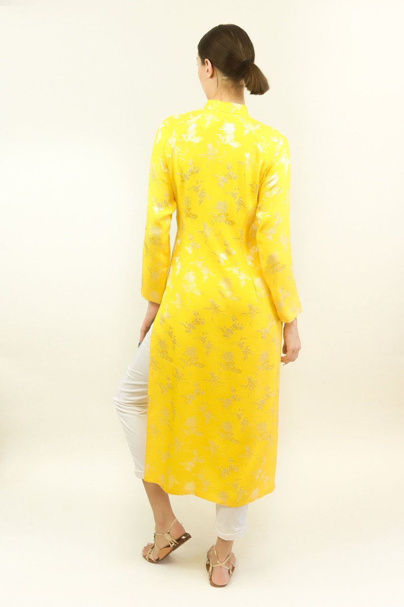 Yellow Silk Jacquard Cheongsam image 6