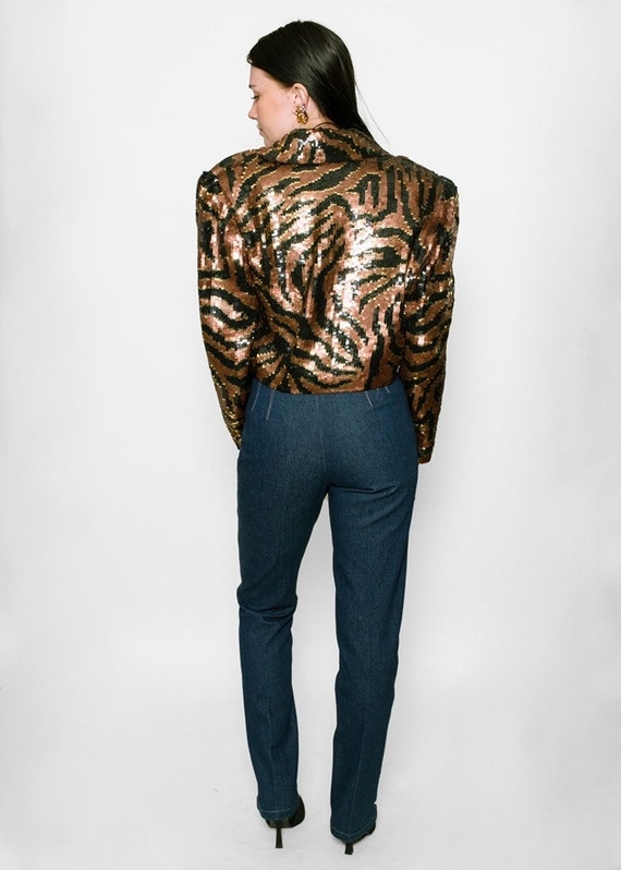 Sequin Zebra Print Cropped Jacket - image 2