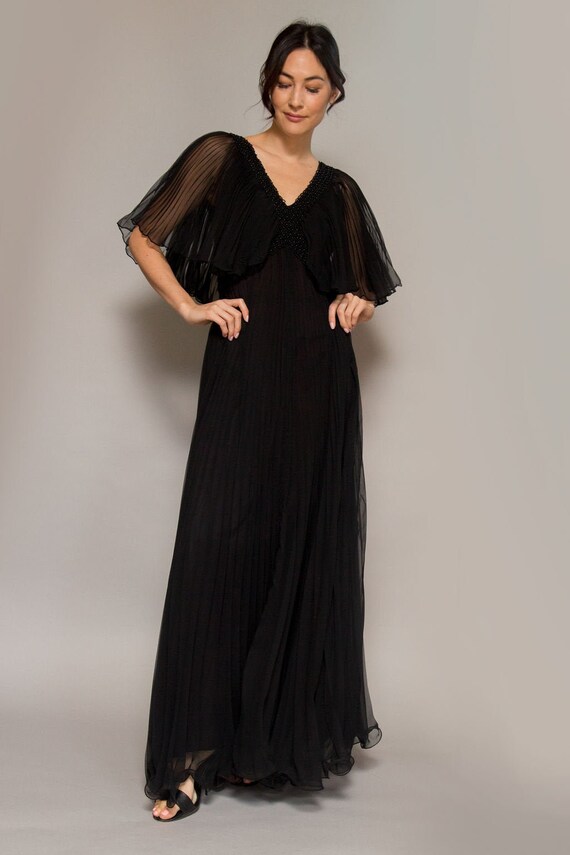 1970's Miss Elliette Pleated and Beaded Dress