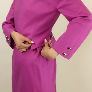 Courreges c. 1980's Pink Wool Dress with Silver Buttons image 3