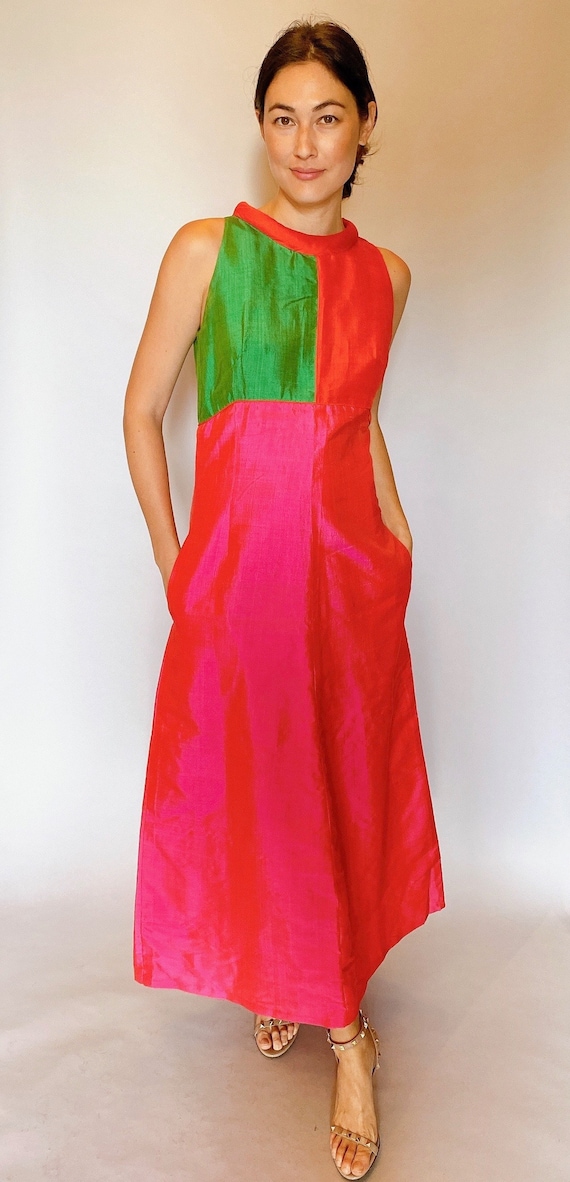 Silk Colorblock Gown