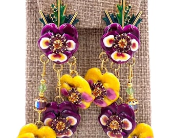 Lunch at the Ritz Earrings, Bunch of Pansies