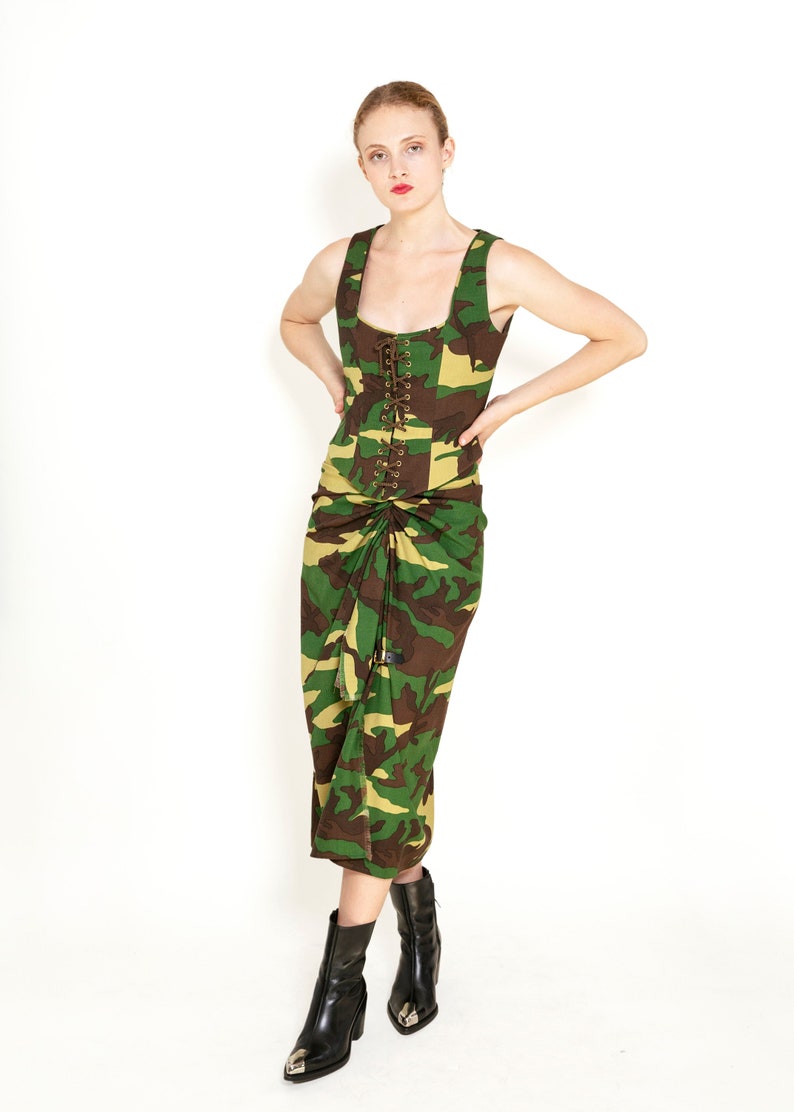 Moschino Couture Camouflage 3 Pc Skirt, Jacket, & Corset Set image 4