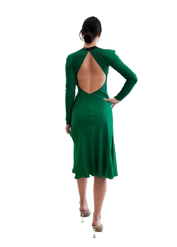 Versace Emerald Green Fall 2001 Open Back Gown - image 3