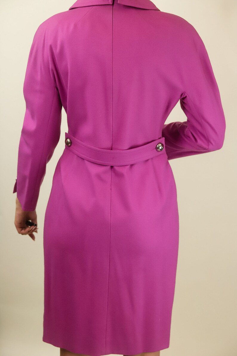 Courreges c. 1980's Pink Wool Dress with Silver Buttons image 6