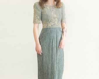 Mary McFadden Metallic Thread Beaded Dress