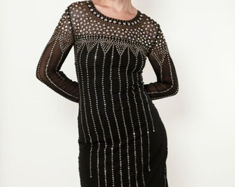 Rhinestone Jersey Cocktail Dress