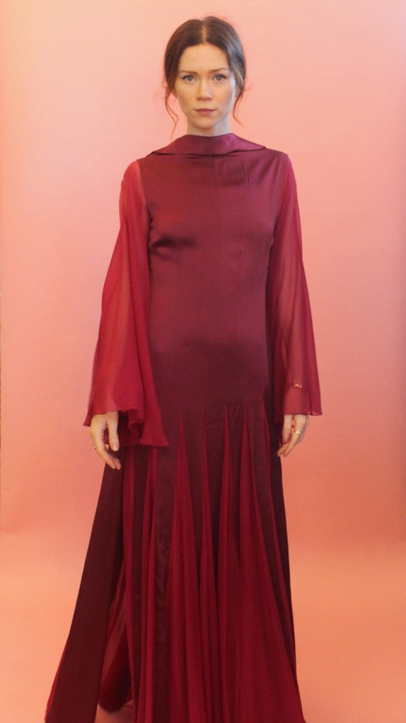 burgundy dress with bell sleeves Adrianna Papell Plus Size 3/4-Sleeve Sheath Dress - Cabernet