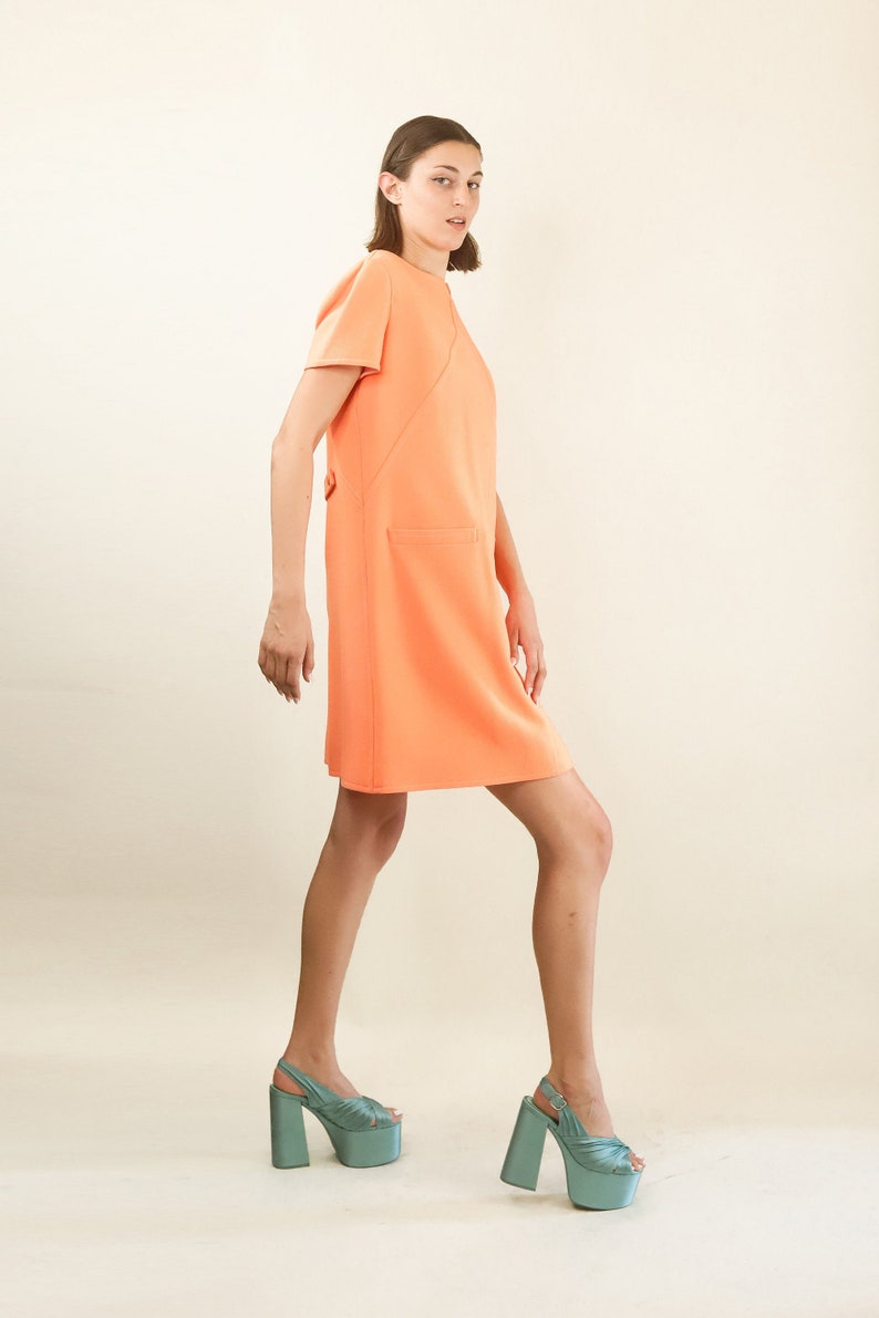 Courreges c. 1980's Peach Sorbet Dress with Pockets image 3