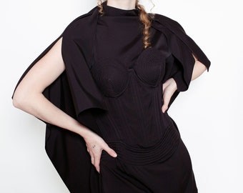 Jean Paul Gaultier F/W 2010 Black Cone Bra Corset Dress