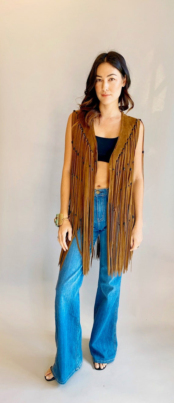 Suede Fringe & Beaded 1970's Vest