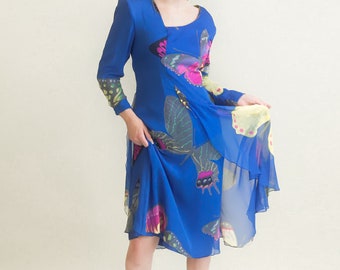 Hanae Mori Silk Butterfly Print Dress