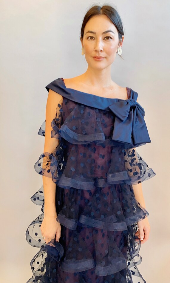 Arnold Scaasi Polka Dot Tiered Dress/Gown