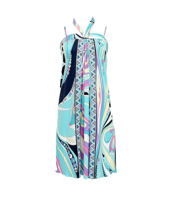 Emilio Pucci Aqua Printed Halter Above the Knee Slip Dress - Etsy
