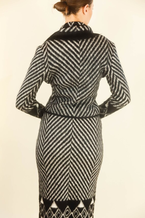 John Galliano Mohair Print Skirt Suit Documented … - image 7