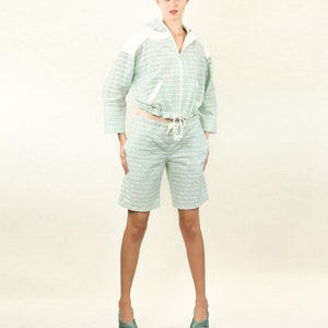 Courreges c. 1980's Sky Blue Shorts & Cropped Windbreaker image 1