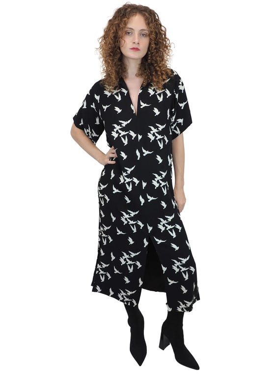 Saint Laurent, Yves Saint Laurent 1978 Documented Bird Print Dress