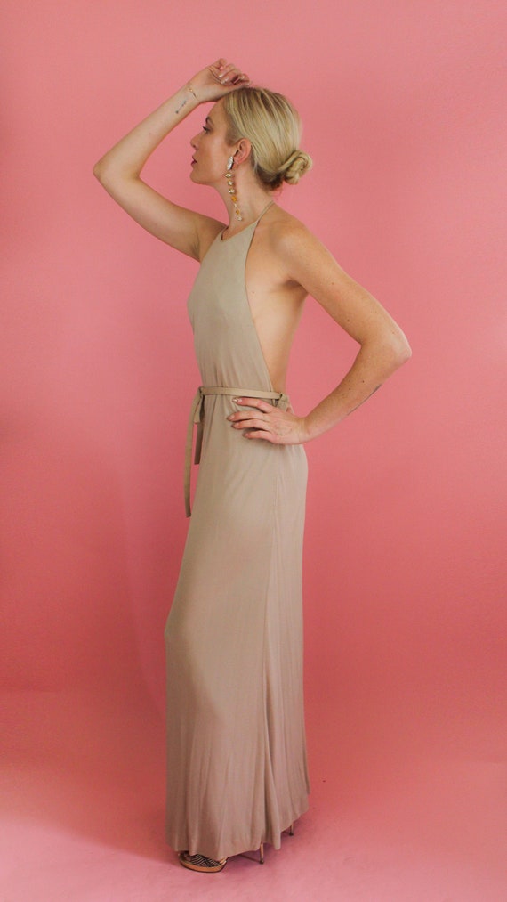 Galanos 1970's Halter Jersey Backless Gown - image 4