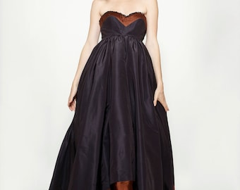 Laura Marolakos Brown and Navy Princess Gown