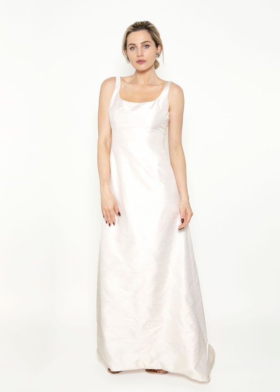 Jane Marquis 1960's Style White Gown With Train - image 1