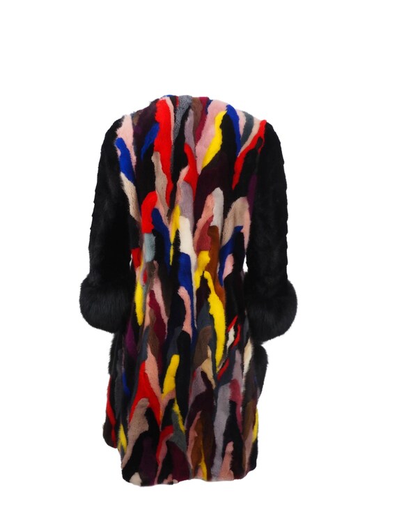 Mink Fox Fur Patchwork Black/Multicolor - image 2