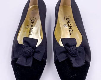 Chanel Black Bow Flats