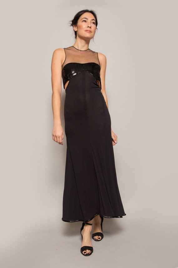 1995 Geoffrey Beene Tulle Neckline Gown