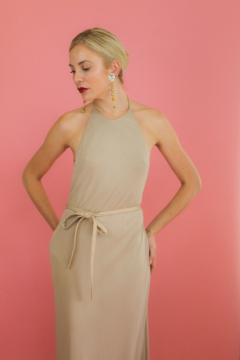 Galanos 1970's Halter Jersey Backless Gown image 3