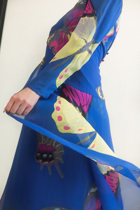 Hanae Mori Silk Butterfly Print Dress - image 3