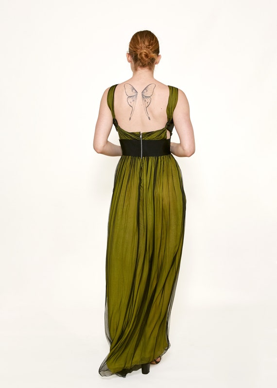 Dolce & Gabbana Green/Black Cross-Front Chiffon G… - image 4