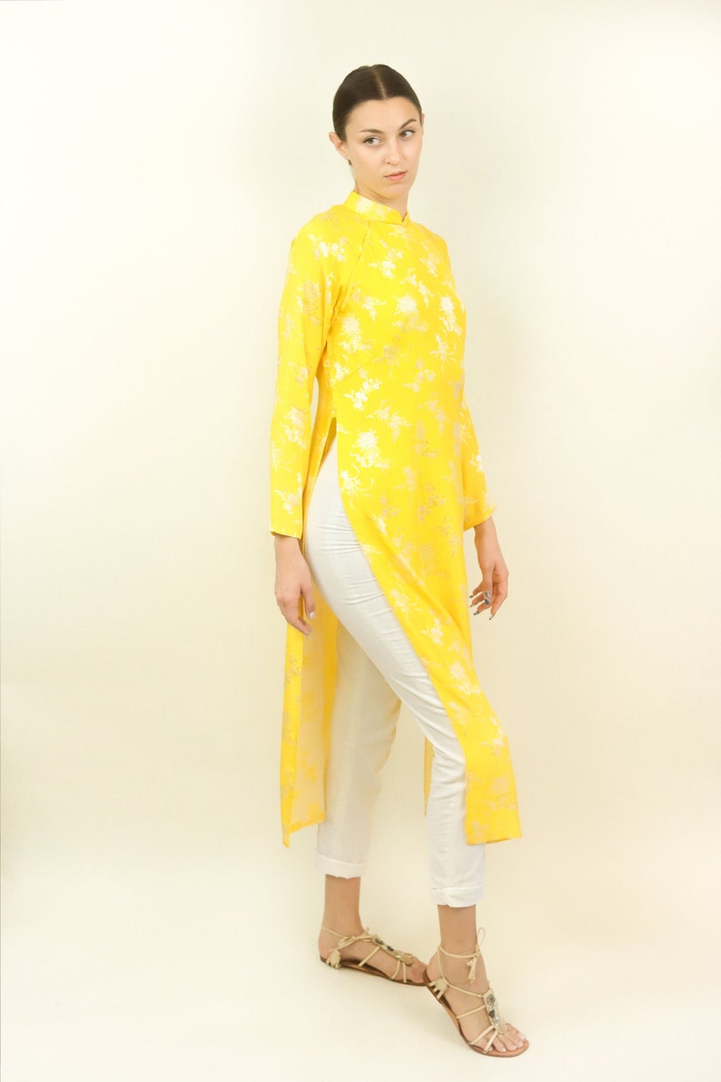 Yellow Silk Jacquard Cheongsam image 2