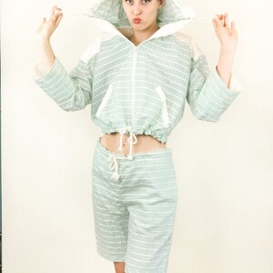 Courreges c. 1980's Sky Blue Shorts & Cropped Windbreaker image 3