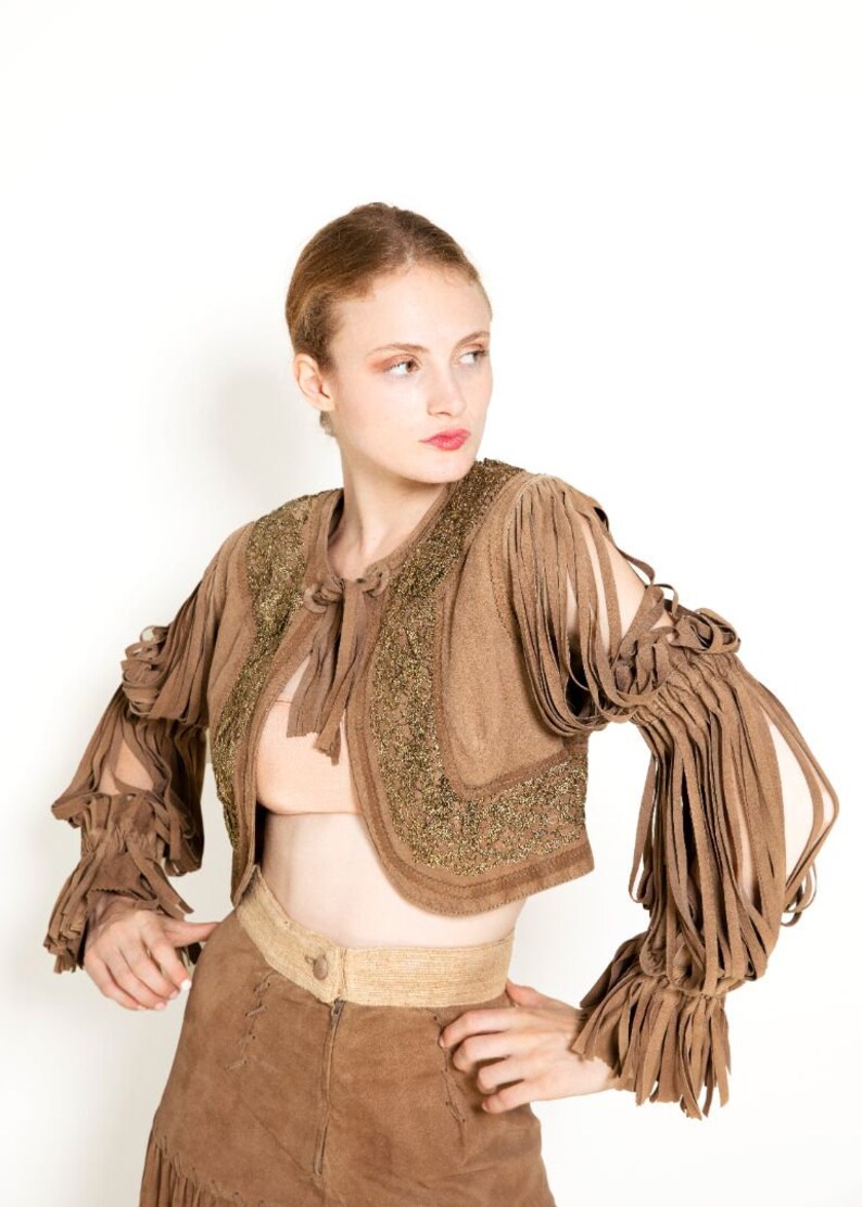 Moschino Couture Suede Fringe Skirt & Jacket Set image 5