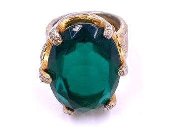 Large Emerald Textured Ring