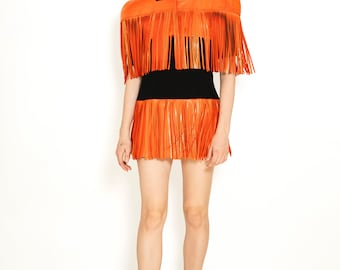 Paco Rabanne Leather Fringe Dress with Bolero