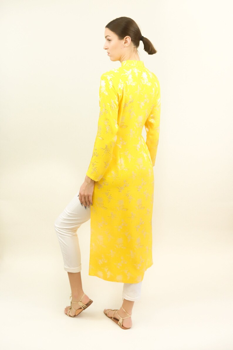 Yellow Silk Jacquard Cheongsam image 7