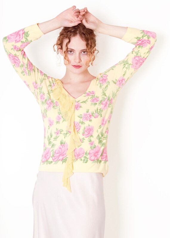Yellow floral sweater shop