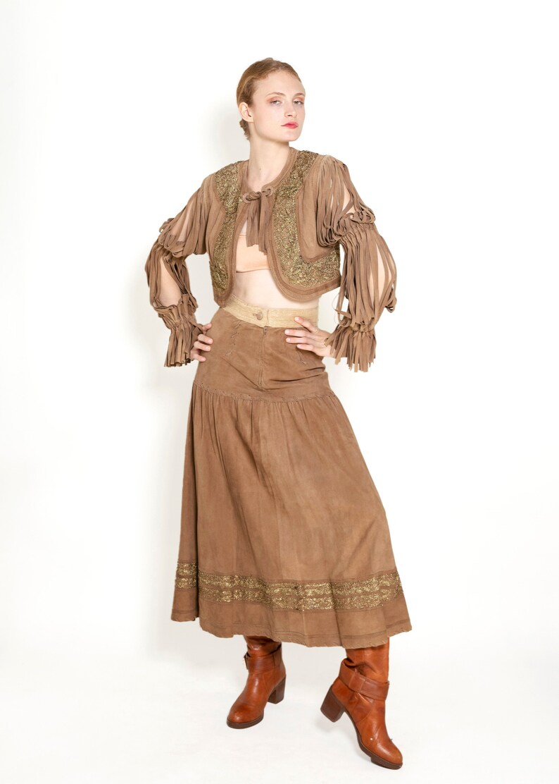 Moschino Couture Suede Fringe Skirt & Jacket Set image 2
