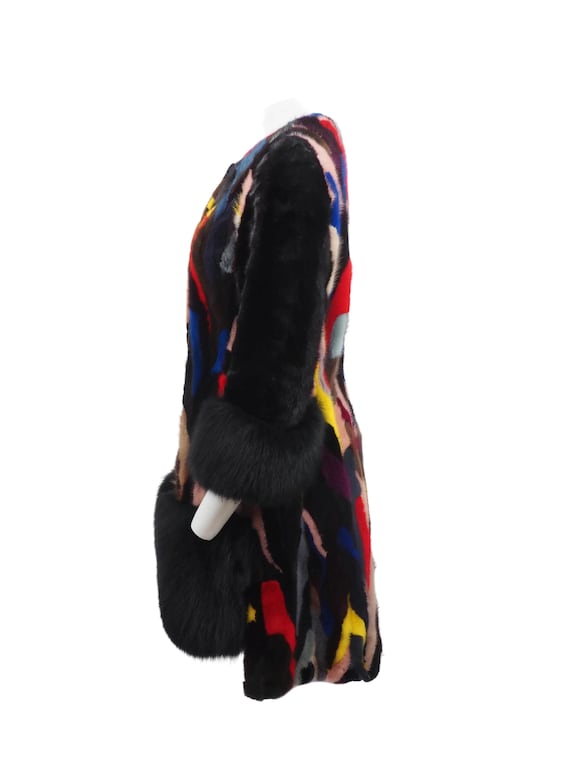 Mink Fox Fur Patchwork Black/Multicolor - image 3