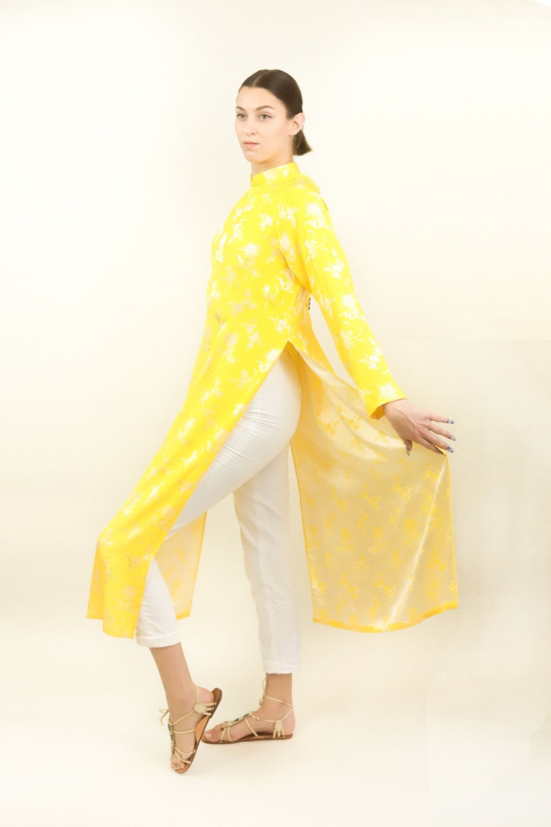 Yellow Silk Jacquard Cheongsam image 3