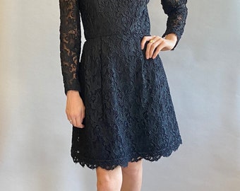 Scaasi Black Lace off the Shoulder Cocktail Dress
