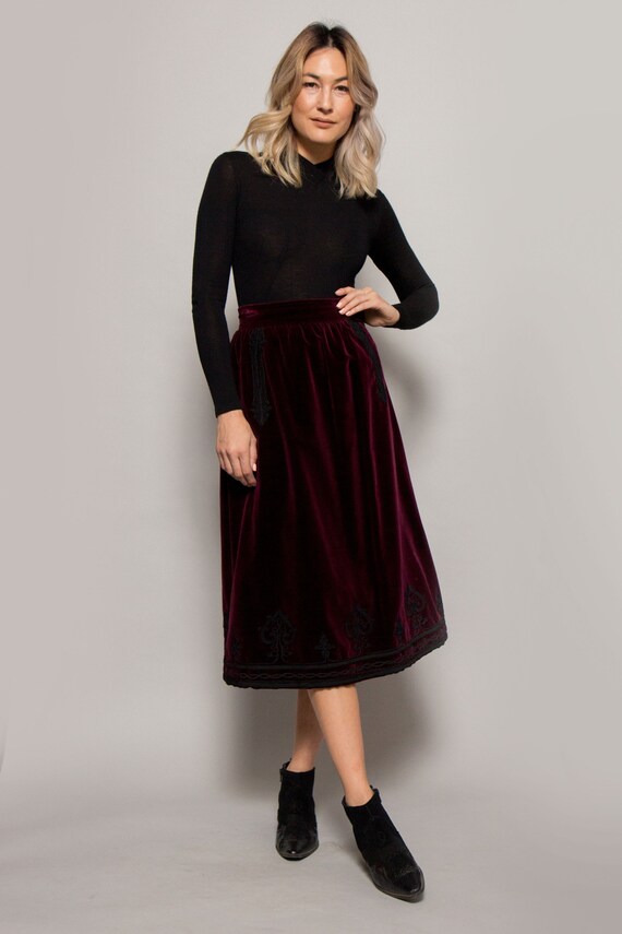 1970's Yves Saint Laurent Velvet Skirt W/Trim