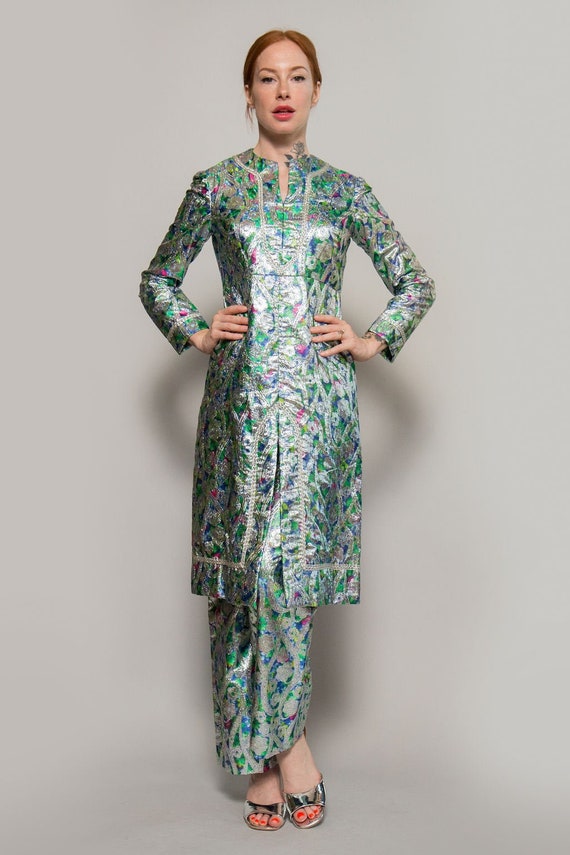 1960'a Malcom Starr Metallic Brocade Tunic & Pant