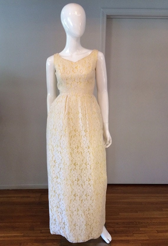 Vintage 1960's Yellow and White Lace and Tulle Eve