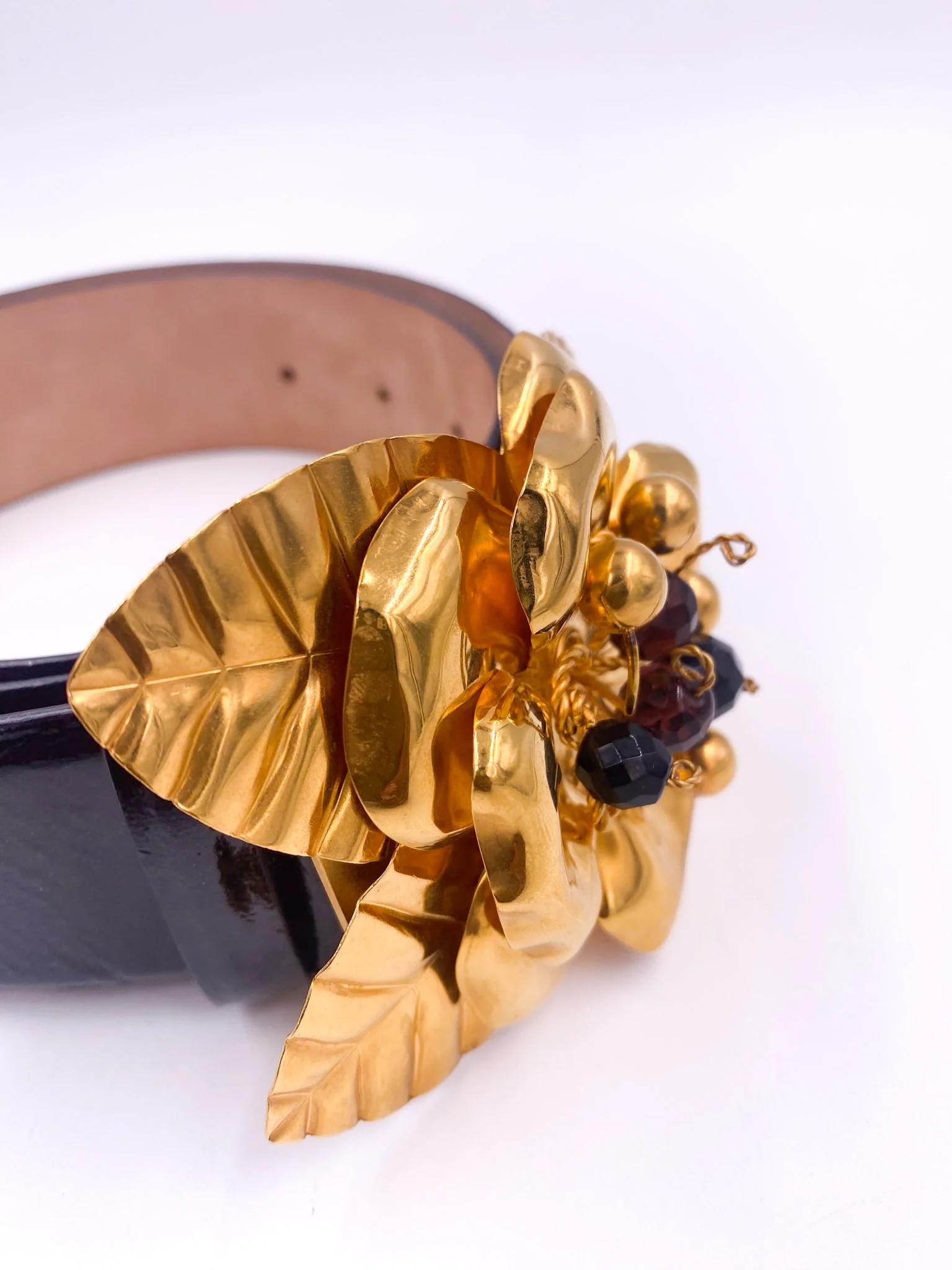 Roberto Cavalli Black Belt with Ornate Gold Buckle Shaped leather belt in Black for Women | Roberto Cavalli® main image 2