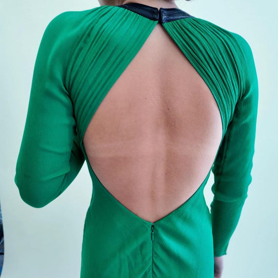 Versace Emerald Green Fall 2001 Open Back Gown - image 6