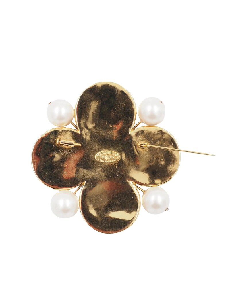 chanel red & green brooch