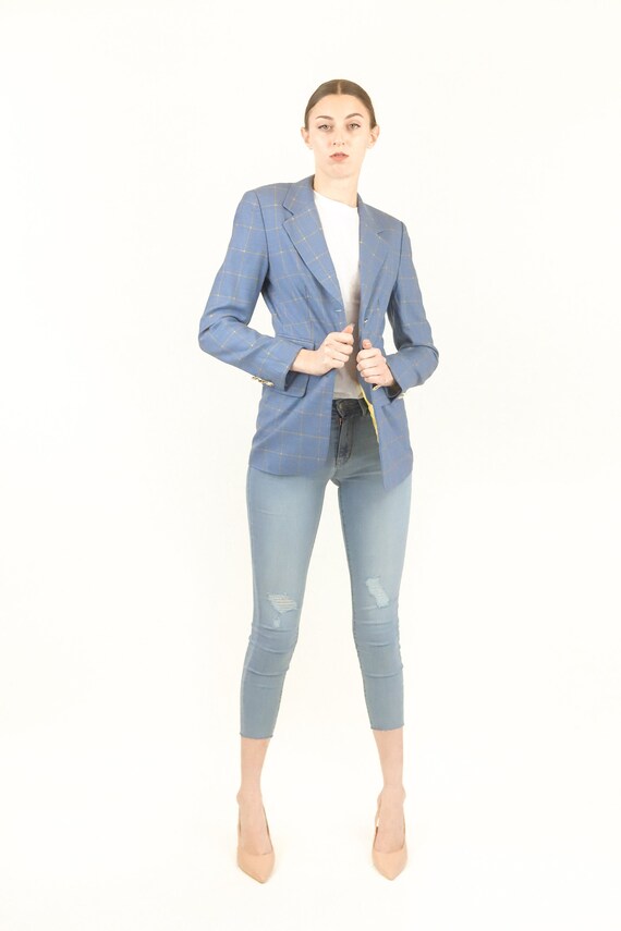 Escada Cashmere Window Pane Blazer - image 3