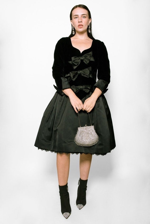 Oscar De La Renta Black Bow Cocktail Dress - Etsy Oscar De La Renta Black Bow Cocktail Dress - Etsy